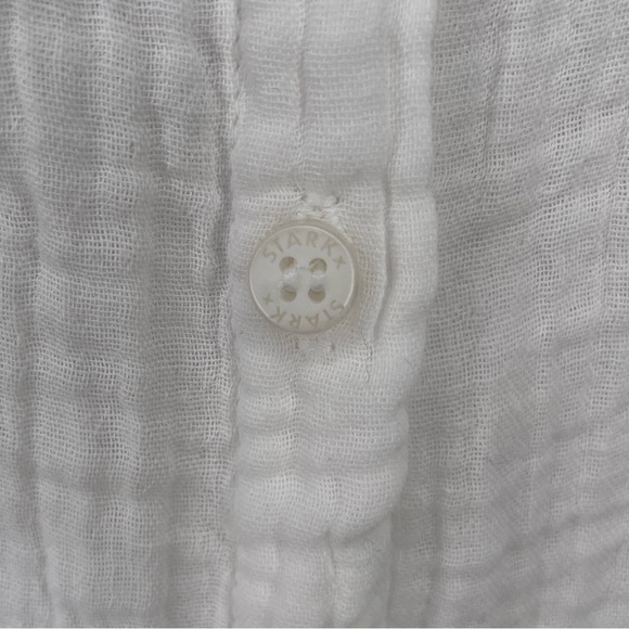 Stark x Cotton Gauze Pocket Button Down Shirt in White Size Medium Collared - Picture 5 of 8